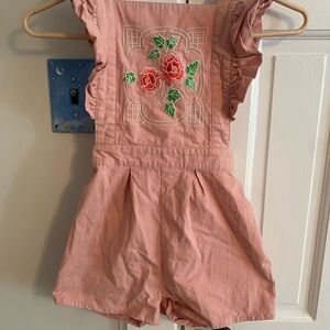 Pink Kids Bottoms with Floral Embroidery